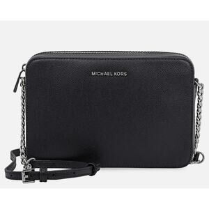 NWT Jet Set Large Saffiano Black Leather Crossbody Bag